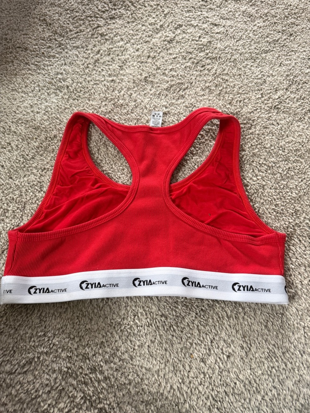 ZYIA Active Bright Red Ribbed Racerback Bra - Picture 3 of 4